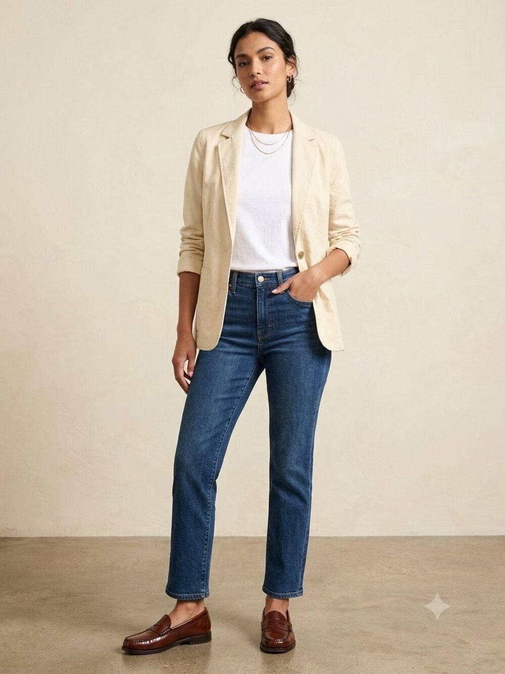 J.Crew Re-Imagined Linen Cotton Deconstructed Blazer Cream Beige Neutral Style S